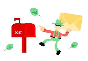 A man in green hat and hat is holding an envelope vector