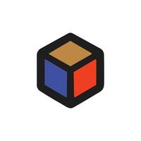 A cube with a red, blue and orange color scheme vector