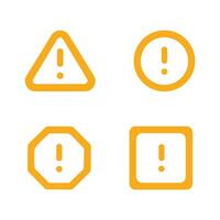 Yellow warning icons set on white background vector