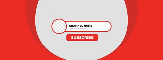 A red and white button with the word channel name vector