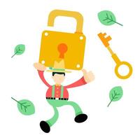 A man is carrying a padlock with keys vector