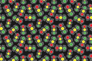 Traffic lights on black background with red, green and yellow circles vector