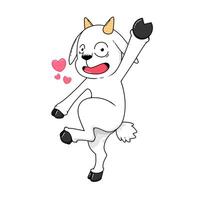 A cartoon goat with a heart on its head vector