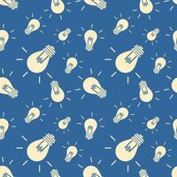 A pattern with light bulbs on a blue background vector