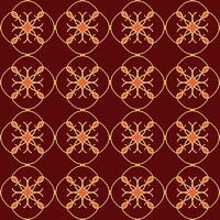 A seamless pattern with gold and red flowers on a burgundy background vector