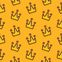 Seamless pattern with crowns on yellow background vector