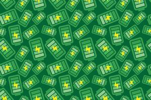 A green and yellow battery pattern on a green background vector