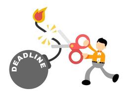 A man cutting a deadline with scissors vector