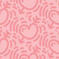 A pink background with a heart and arrows vector