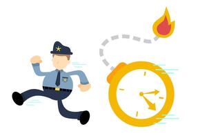 A police officer running with a clock vector