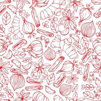 Seamless pattern with spices and herbs vector
