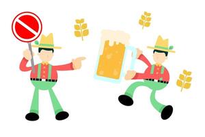 Two men in hats holding beer and a stop sign vector