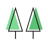 Two green trees with triangles on them vector