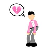 A man with a broken heart and a speech bubble vector