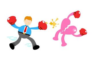 A cartoon man is punching another man in the face vector