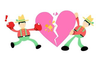 Two men in hats are holding up a heart vector