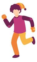 A cartoon boy running with a hat on vector