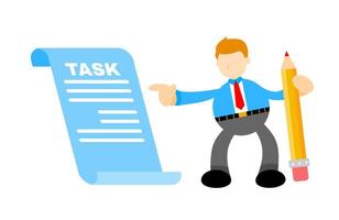 Man with task paper and pencil vector