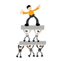 Businessman standing on top of a stack of people vector