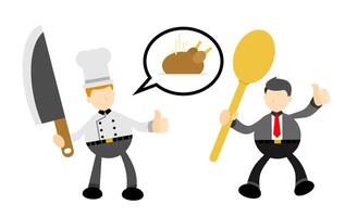 Two chefs with a knife and fork vector