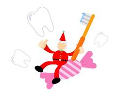 Santa claus toothbrush and toothpaste vector