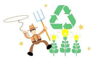 A man with a pitchfork and a recycling symbol vector