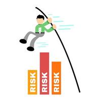 A man is climbing up a risk bar chart vector