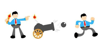 Cartoon man with a cannon and a burning torch vector