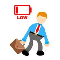 A cartoon man with a briefcase and a battery vector