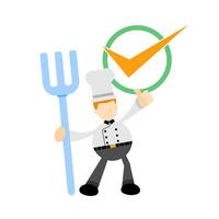 Chef with fork and tick mark vector