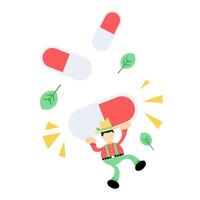 Illustration of a man falling from a pill vector