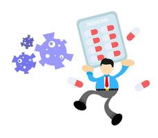 A man in a suit holding a tablet with a prescription label vector