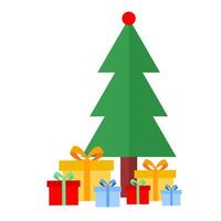 Christmas tree and presents vector