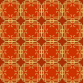 A red and gold pattern with a square design vector