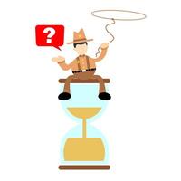 A cowboy is sitting on top of an hourglass vector