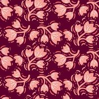A pattern with pink flowers on a dark background vector