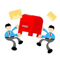 Two businessmen are carrying a red post box vector