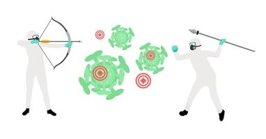 Two people in white suits with arrows and a bow vector