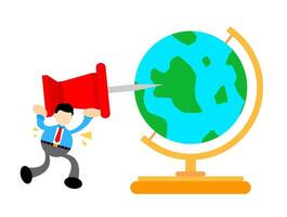 Businessman with megaphone on globe vector