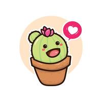 Cute cactus in flower pot with speech bubble and heart vector