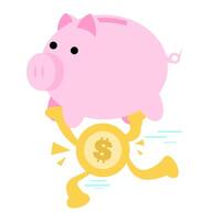 A cartoon piggy bank with dollar sign on it vector