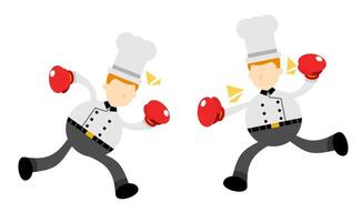 Two chefs are fighting with boxing gloves on vector
