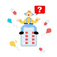 A cartoon clown sitting on a pill box vector