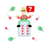 A farmer on a calculator vector