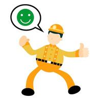A cartoon man in an orange uniform with a speech bubble vector
