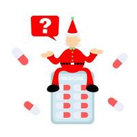 Santa claus on a pill box with question mark vector