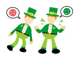 Two men in green clothes with speech bubbles vector