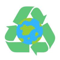 A recycling symbol with the earth in the middle vector