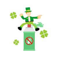 A leprechaun is sitting on top of a green can vector