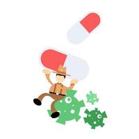 Illustration of a man falling from a pill vector